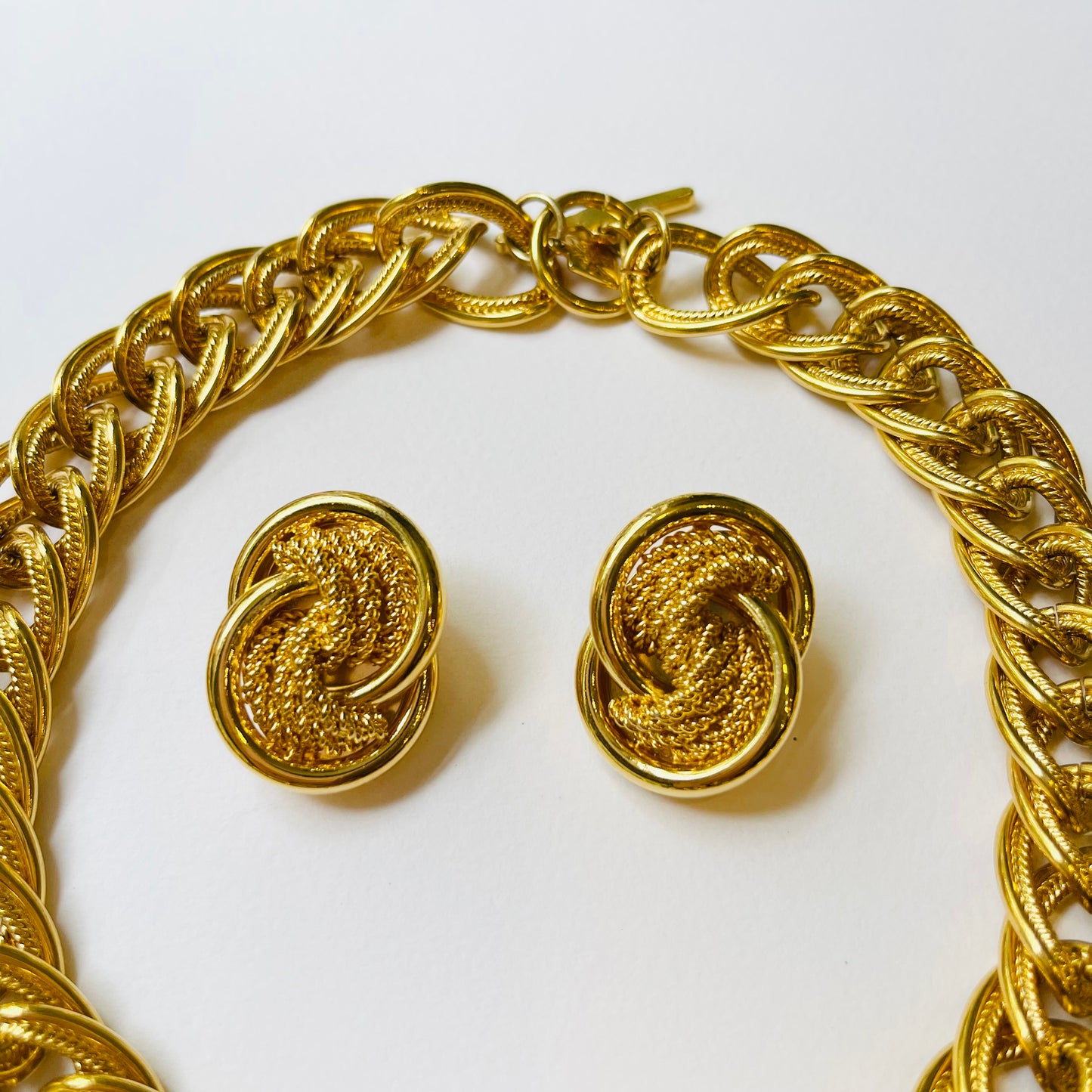 80s ANNE KLEIN CHUNKY TWIST ROPE NECKLACE SUITE