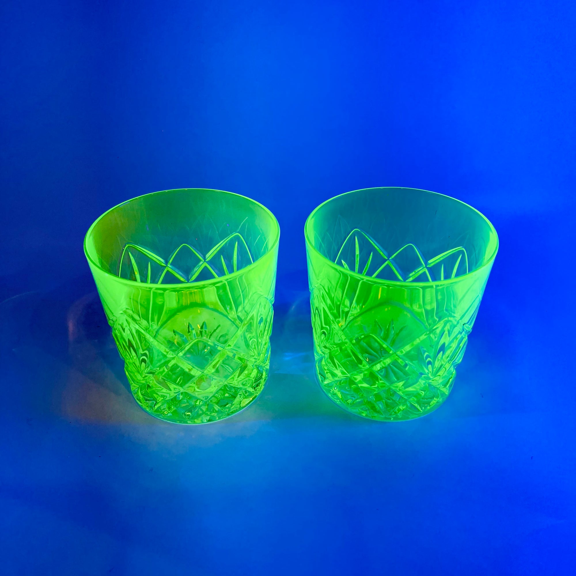 ANTIQUE URANIUM GLASS WHISKEY SET