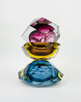 1950s MURANO MANDRUZZATO BROWN AMBER SOMEMRSO GLASS GEODE BOWL