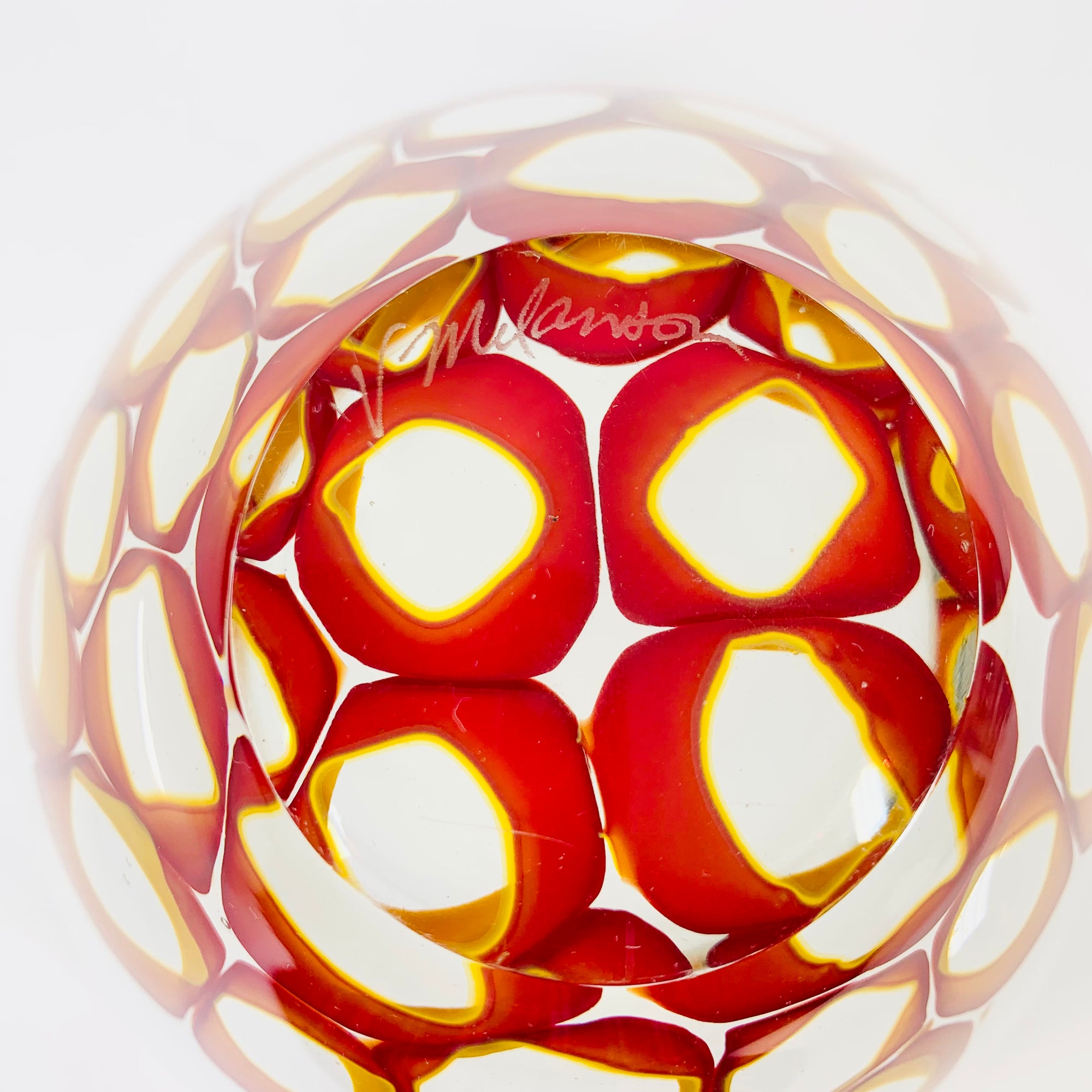 ORANGE ABSTRACT ART GLASS VASE