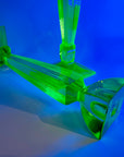 ART DECO URANIUM GLASS CANDLE STICKS