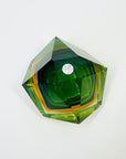 1940s GREEN GOLD AMBER MURANO MANDRUZZATO SOMMERSO FACETED GLASS BOWL/ASHTRAY