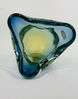 MCM BLUE GREEN MURANO SOMMERSO PINCHED GLASS BOWL/ASHTRAY