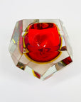 1950s FACETED MURANO RED YELLOW GEODE BOWL