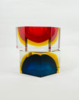 1950s RED RUBY GOLD MURANO MANDRUZZATO SOMMERSO FACETED GLASS HEXAGON BOWL