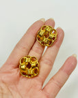 1996 CHANEL HOLLOW KNOTS CC LOGO BUTTON CLIP ON EARRINGS