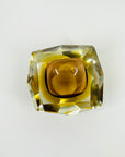 1950s MURANO MANDRUZZATO BROWN AMBER SOMEMRSO GLASS GEODE BOWL