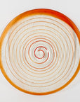 1980s HAND MADE ORANGE OPTICAL GLASS PLATE