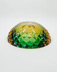 1920s GREEN GOLD AMBER MURANO MANDRUZZATO SOMMERSO FACETED GLASS BOWL/ASHTRAY