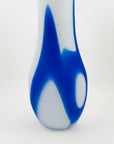 1970s JAPANESE CASED WHITE BLUE GLASS VASE WITH RUFFLE RIM