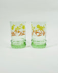 1970s LAMINATED FLORAL GREEN GLASS TUMBLERS