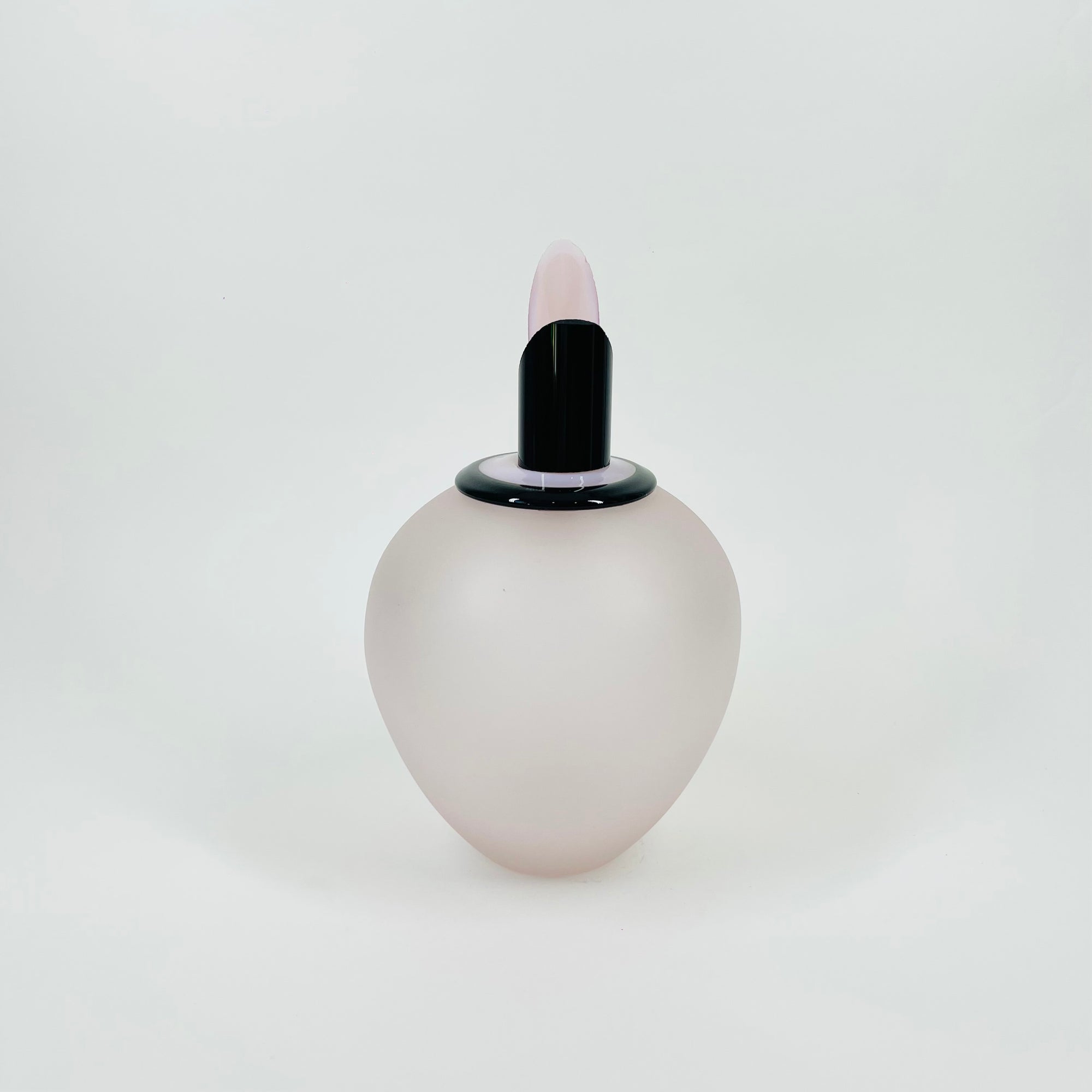 1980s MEMPHIS MILANO MOUTH BLOWN PINK BLACK GLASS PERFUME BOTTLE