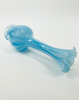 1970s JAPANESE CASED BLUE END OF DAY GLASS RUFFLE RIM VASE