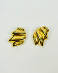 1991 GIVENCY GOLD WAVES KNOT CLIP ON EARRINGS