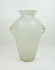 ANTIQUE MURANO SCAVO WHITE ACID GLASS AMPHORA VASE WITH HANDLES