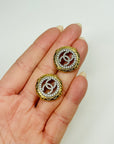 2025 CHANEL TWO TONE PAVE DIAMANTÉ CC DIAL HALO BUTTON PIERCED EARRINGS