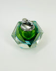 1940s GREEN BLUE MURANO SOMMERSO FACETED GLASS LIGHTER BOX