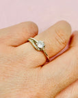 60s MODERNIST SILVER RING WITH WHITE SAPPHIRE PAVE