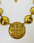 1980s CHANEL ESTRUCAN STYLE LOGO MEDALLION NECKLACE