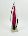 1950s MURANO RUBY PINK LATTICINO GLASS SAIL PAPERWEIGHT/SCULPTURE