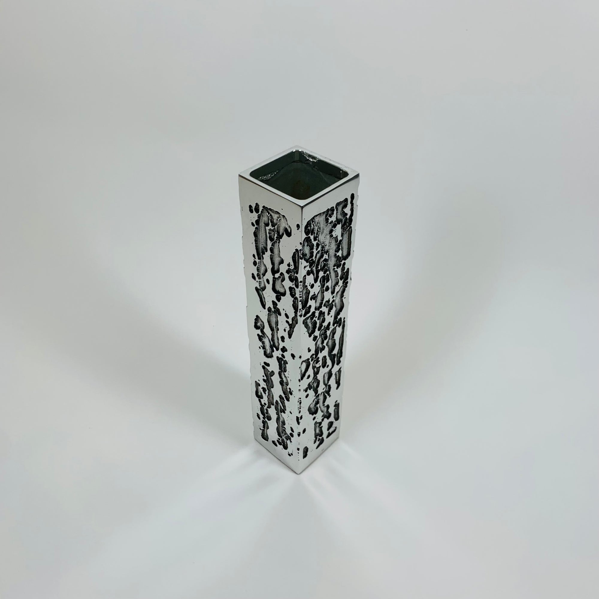 MCM WEST GERMAN BRUTALIST STAINLESS STEEL TUBE VASE