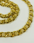 1990s CHANEL MATELASSE BEIGE LEATHER GOLD PLATED MEDALLION LOGO BELT/NECKLACE