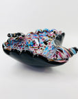 1950s MULTI COLOURS CASED BLACK SPATTER MURANO GLASS SHELL BOWl