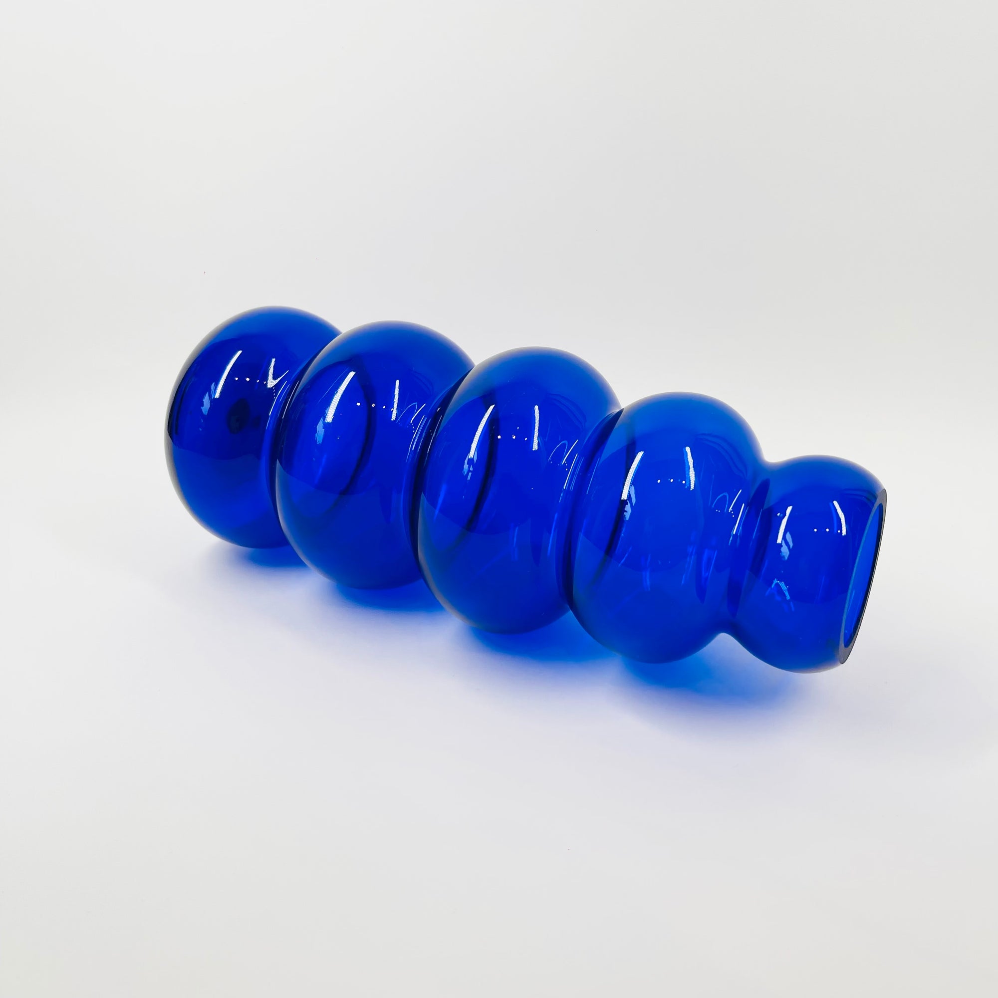 1960s AFORS COBALT BLUE GLASS SPACE AGE HOOP VASE