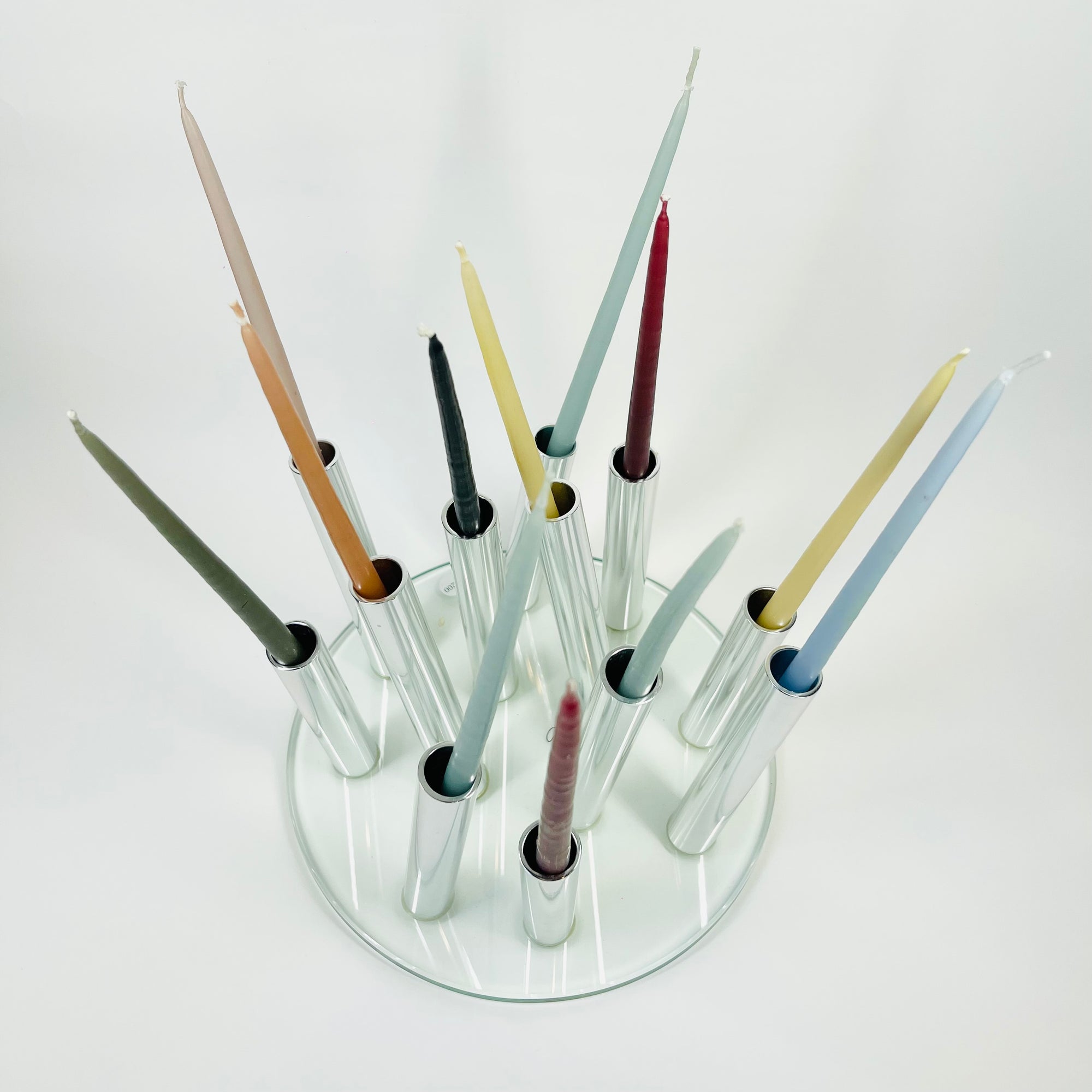 POST-MODERN GLASS STAINLESS STEEL VASE/CANDLEHOLDER