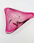 1950s MURANO PINK CRANBERRY GLASS TRIANGULAR PLATE