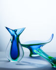 X-LARGE 1940s URANIUM MURANO BLUE SOMMERSO GLASS BOWL