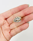 1950s 9K MIXED 14K WHITE YELLOW GOLD DIAMOND SAPPHIRE SNOW LEOPARD RING (M)