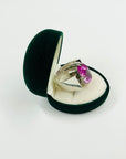 ART DECO SILVER TANK RING WITH PINK SPINEL