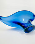 X-LARGE 1940s URANIUM MURANO BLUE SOMMERSO GLASS BOWL