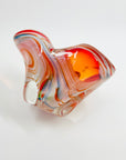 1960s JAPANESE CASED RED ORANGE HARLEQUIN SPATTER GLASS ASHTRAY/BOWL