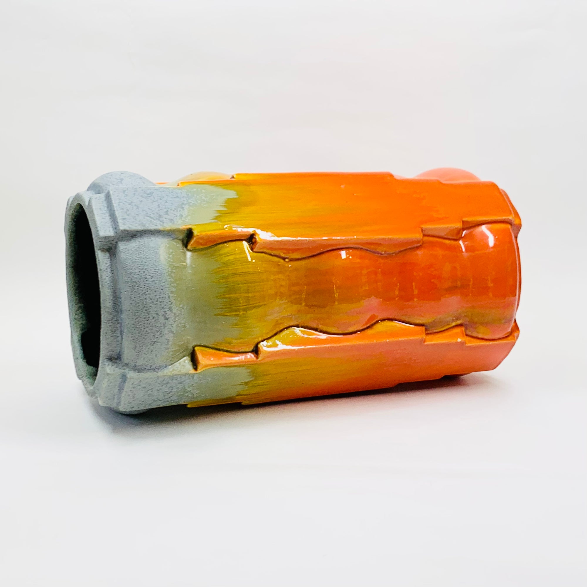 ART DECO ORANGE FLAME POTTERY VASE