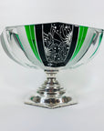 KARL PALDA GREEN BLACK SILVER FOOTED BOWL