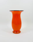 ANTIQUE CASED ORANGE GLASS POSY VASE WITH BLACK RIM