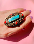 INDIAN TURQUOISE CARNELIAN RING