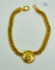 1995 CHANEL LOGO MEDALLION GOLD PLATED NECKLACE