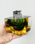 1940s GREEN GOLD AMBER MURANO MANDRUZZATO SOMMERSO FACETED GLASS LIGHTER BOX