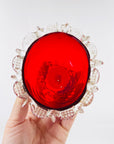 ANTIQUE VENETIAN RUBY RED PINCHED MINI BOWL BY SALVIATI