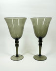 LARGE 1950s ETCHED GREY GOBLET GLASSES