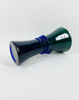 ANTIQUE MURANO COBALT BLUE CASED GEEEN GLASS POSY VASE