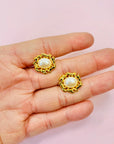 1950s FILIGREE PEARL CLIP ON EARRINGS