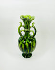 1950s JAPANESE GREEN WATERMELON GLAZED POTTERY VASE