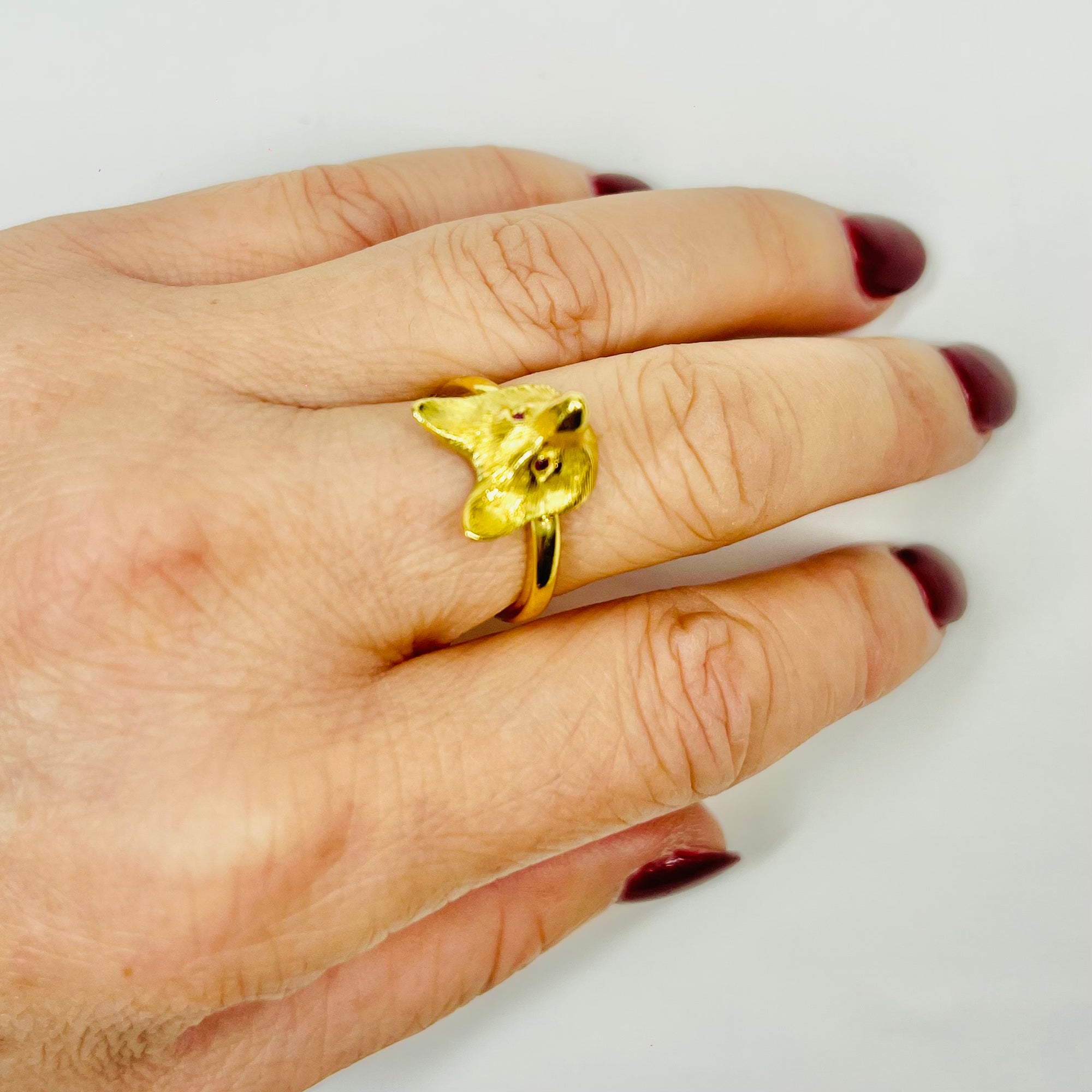 ANTIQUE VICTORIAN 15K GOLD FOX RING