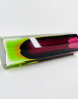 XL 1950s PINK PURPLE GREEN MURANO SOMMERSO FACETED GLASS BLOCK VASE