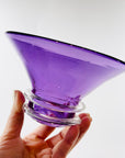 1980s AUSTRALIAN MOUTH BLOWN WIRED PURPLE ART GLASS BOWL BY STEPHEN MORRIS