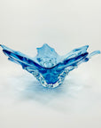 XL 1970s CANADIAN CHALET TURQUOISE BLUE SOMMERSO GLASS MAPLE LEAF BOWL